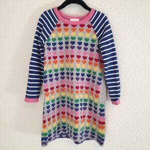 Hanna Andersson 110 5T 5 Dress Sweater Long Sleeve Rainbow Hearts Winter